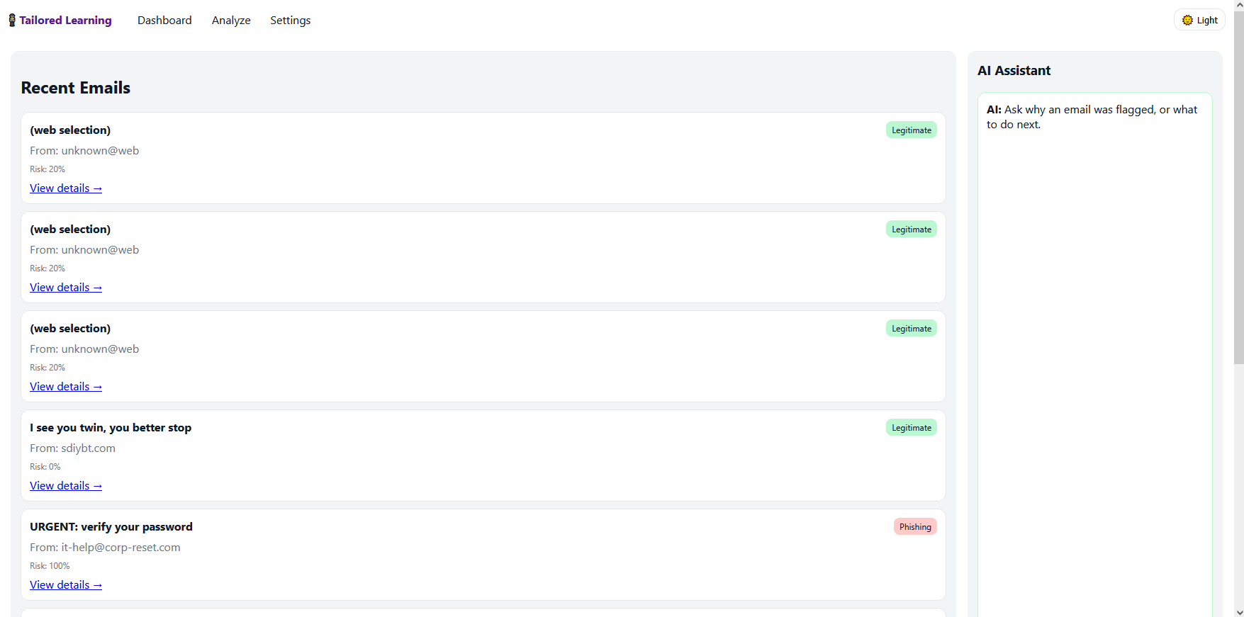 SIP dashboard screenshot